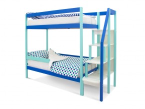 Двухъярусная кровать Svogen с бортиком мятно-синий в Миньяре - minyar.mebel74.com | фото