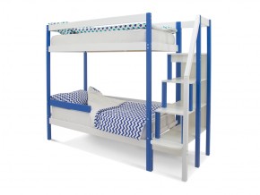 Двухъярусная кровать Svogen с бортиком синий-белый в Миньяре - minyar.mebel74.com | фото