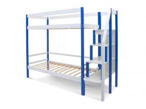 Двухъярусная кровать Svogen с ящиками и бортиком сине-белый в Миньяре - minyar.mebel74.com | фото 2
