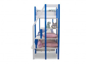 Двухъярусная кровать Svogen с ящиками и бортиком сине-белый в Миньяре - minyar.mebel74.com | фото 3