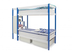 Двухъярусная кровать Svogen с ящиками и бортиком сине-белый в Миньяре - minyar.mebel74.com | фото 4