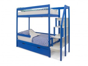 Двухъярусная кровать Svogen с ящиками и бортиком синий в Миньяре - minyar.mebel74.com | фото
