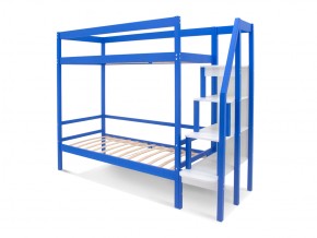 Двухъярусная кровать Svogen с ящиками и бортиком синий в Миньяре - minyar.mebel74.com | фото 2