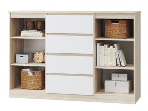 Комод 2 двери 4 ящика Лори дуб сонома, белый в Миньяре - minyar.mebel74.com | фото 2