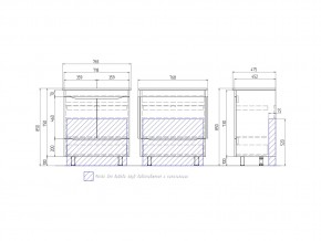 Комплект мебели в ванную Grani 750 дуб сонома напольный в Миньяре - minyar.mebel74.com | фото 3