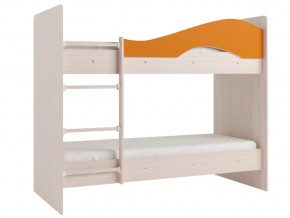 Кровать 2-х ярусная Мая на латофлексах млечный дуб, оранжевая в Миньяре - minyar.mebel74.com | фото