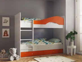 Кровать 2-х ярусная Мая с ящиками на латофлексах белый-оранж в Миньяре - minyar.mebel74.com | фото 1