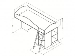 Кровать чердак Дюймовочка 5.1 Оранжевый в Миньяре - minyar.mebel74.com | фото 2