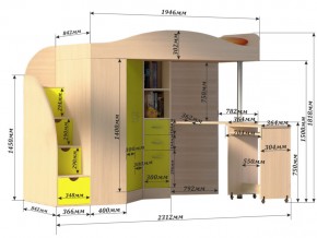 Кровать чердак Юниор 4 Бодега-дуб молочный в Миньяре - minyar.mebel74.com | фото 3