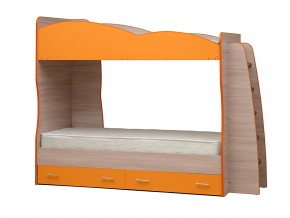 Кровать детская двухъярусная Юниор 1.1 оранжевая в Миньяре - minyar.mebel74.com | фото