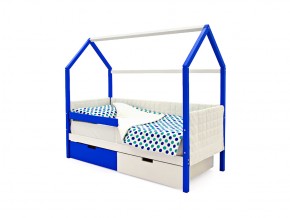 Кровать-домик мягкий Svogen с ящиками и бортиком сине-белый в Миньяре - minyar.mebel74.com | фото