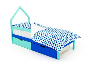 Кровать-домик мини Svogen с ящиками и бортиком мятно-синий в Миньяре - minyar.mebel74.com | фото