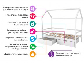 Кровать-домик Svogen с фото с ящиками и бортиком бежевый/зверята в Миньяре - minyar.mebel74.com | фото 2