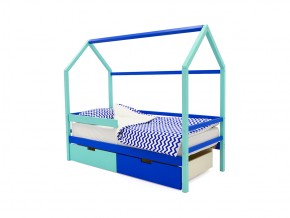 Кровать-домик Svogen с ящиками и бортиком мятно-синий в Миньяре - minyar.mebel74.com | фото