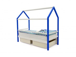 Кровать-домик Svogen с ящиками и бортиком сине-белый в Миньяре - minyar.mebel74.com | фото 3
