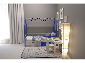 Кровать-домик Svogen с ящиками и бортиком сине-белый в Миньяре - minyar.mebel74.com | фото 6