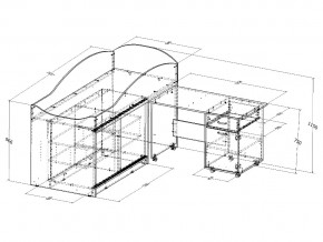 Кровать Дюймовочка 3 с лестницей Дельта 23.4 Голубой в Миньяре - minyar.mebel74.com | фото 2