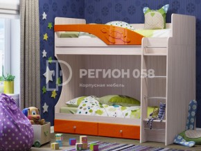 Кровать двухъярусная Бемби МДФ Апельсин металлик в Миньяре - minyar.mebel74.com | фото