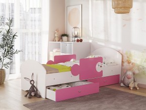 Кровать Мозаика с ящиком и бортиками на ламелях белый-розовый в Миньяре - minyar.mebel74.com | фото