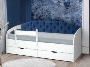 Кровать с мягкой спинкой Софа №9 синяя с бортиком 800х1900 в Миньяре - minyar.mebel74.com | фото