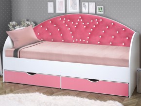 Кровать с продольной мягкой спинкой Корона №1 800х1900 мм розовая в Миньяре - minyar.mebel74.com | фото 1
