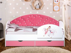 Кровать с продольной мягкой спинкой Сердце №1 800х1600 мм розовая в Миньяре - minyar.mebel74.com | фото 2