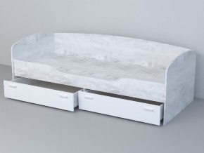 Кровать-софа Эго арт. 016 бетон светлый/белый глянец в Миньяре - minyar.mebel74.com | фото