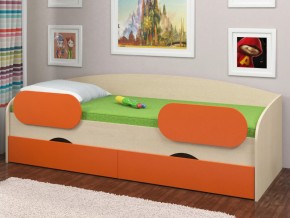 Кровать Соня 2 дуб молочный-оранжевый в Миньяре - minyar.mebel74.com | фото 2