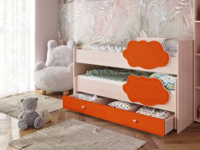 Кровать Соник с ящиком млечный дуб-оранж в Миньяре - minyar.mebel74.com | фото 1