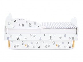 Кровать Stumpa Облако бортик и ящики рисунок Домики в Миньяре - minyar.mebel74.com | фото 2