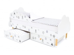 Кровать Stumpa Облако бортик и ящики рисунок Домики в Миньяре - minyar.mebel74.com | фото 3