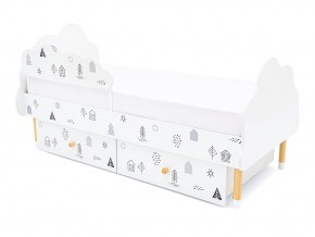 Кровать Stumpa Облако бортик и ящики рисунок Домики в Миньяре - minyar.mebel74.com | фото 4