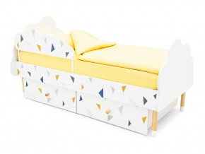 Кровать Stumpa Облако бортик и ящики рисунок Треугольники желтый, синий в Миньяре - minyar.mebel74.com | фото