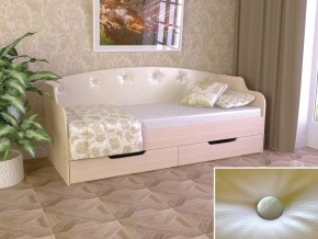 Кровать Юниор Тип 2 дуб молочный-белый перламутр 800х1600 в Миньяре - minyar.mebel74.com | фото 1