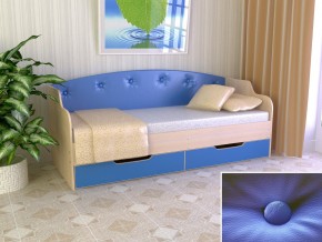 Кровать Юниор Тип 2 дуб молочный/синий 800х1600 в Миньяре - minyar.mebel74.com | фото 1