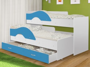 Кровать выкатная Радуга с ящиком 80х160 белая-голубой в Миньяре - minyar.mebel74.com | фото