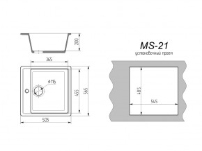 Кухонная мойка MS-21 в Миньяре - minyar.mebel74.com | фото 2