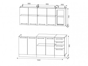 Кухонный гарнитур Лондон 1,6м дуб крем в Миньяре - minyar.mebel74.com | фото 2