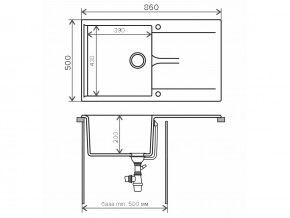 Мойка гранитная Gals-860 Бежевый 27 в Миньяре - minyar.mebel74.com | фото 2