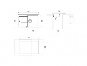 Мойка Longran Amanda AMG 780.500 в Миньяре - minyar.mebel74.com | фото 2