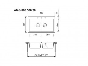 Мойка Longran Amanda AMG 860.500 20 в Миньяре - minyar.mebel74.com | фото 2