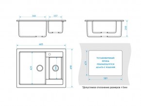 Мойка прямоугольная Санди Z19Q10 светло-серый в Миньяре - minyar.mebel74.com | фото 2