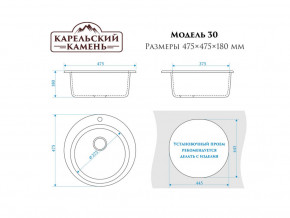 Мойка врезная Карельский камень модель 30 Темно-серый в Миньяре - minyar.mebel74.com | фото 2