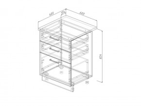 Н3Я 60 Модуль нижний Без Столешницы 3 ящика МН3Я 60 в Миньяре - minyar.mebel74.com | фото