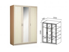 Шкаф 3-х ств 1500 для платья и белья Ивушка 7 дуб в Миньяре - minyar.mebel74.com | фото