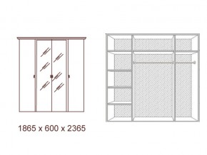 Шкаф 4-х дверный с зеркалами Анита в Миньяре - minyar.mebel74.com | фото 2