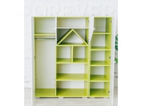 Шкаф-стеллаж Домик с пеналами зеленый-белый в Миньяре - minyar.mebel74.com | фото 2