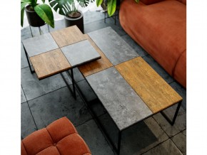 Стол журнальный Фьюжн квадро Дуб американский/серый бетон в Миньяре - minyar.mebel74.com | фото 3