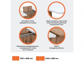 Стол обеденный Gent Дуб вотан/Белый в Миньяре - minyar.mebel74.com | фото 4